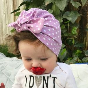 2 x Cute Polka Dot Bow Turban Cap For Girls